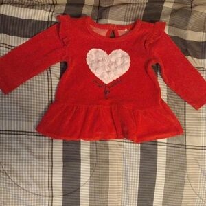 Velvet Girls Red Heart Peplum Long-Sleeve Top